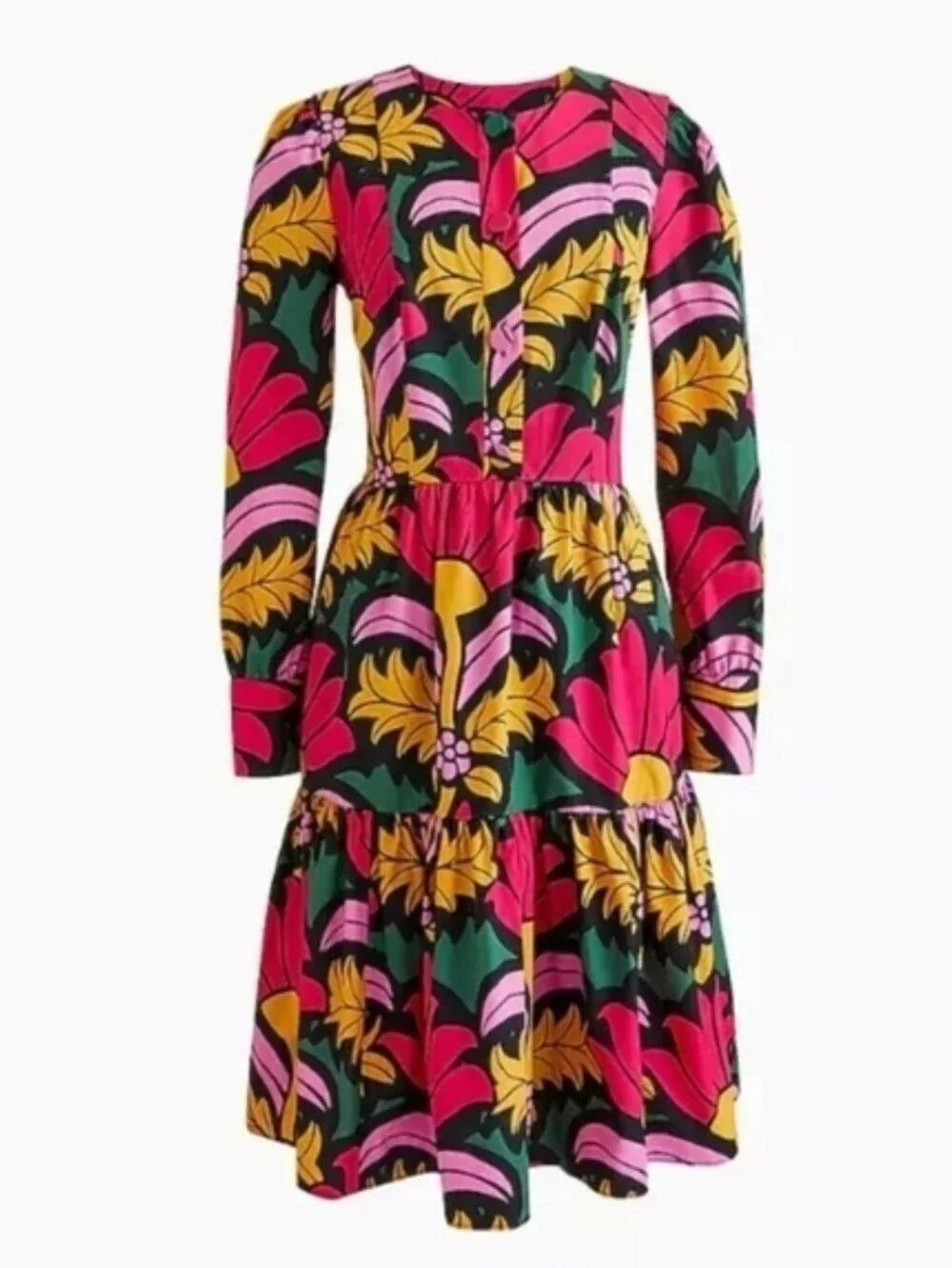 J. Crew Ratti Tiered Popover Cotton Floral Dress Sz 4
